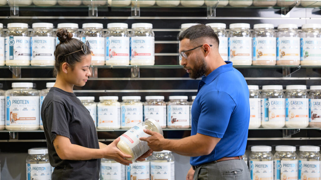 5 Star employee showing products to a customer