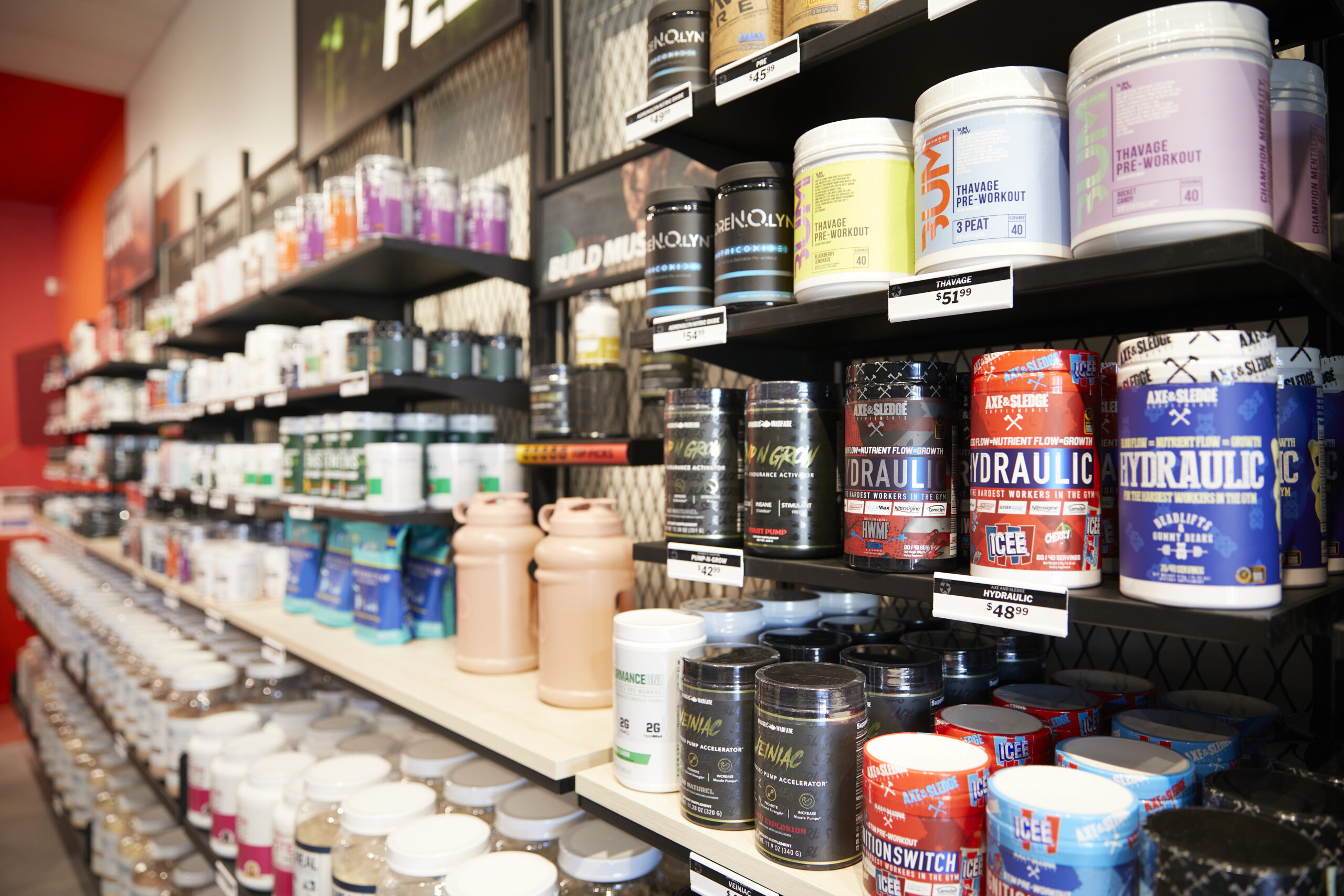 5 Star Nutrition store shelves stocked with premium supplements